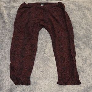 BDG Burgandy and Black Patterned Harem Capri Linen Pants Size M